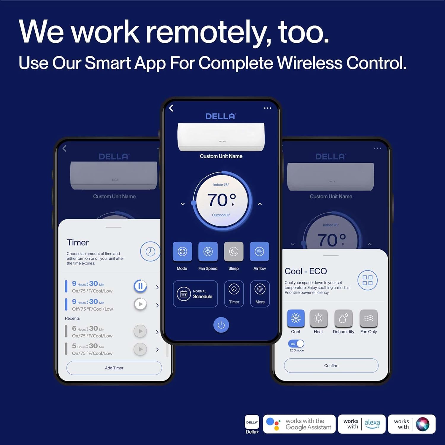 DELLA Motto Series 9100 BTU 20.5 SEER2 115V Mini Split AC, Cools Up to 400 Sq.Ft, Works with Alexa and Wifi, Ductless Inverter System Air Conditioner, Pre-Charged Heat Pump and 16ft Kits