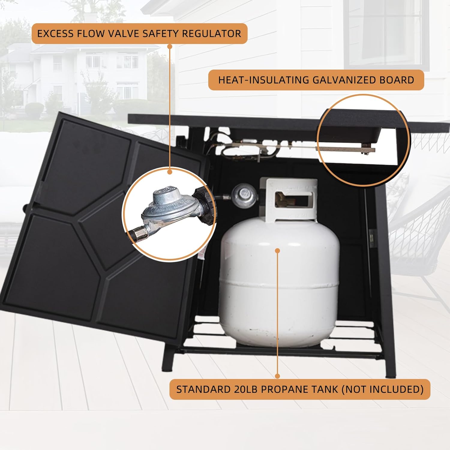 40,000 BTU Steel Propane Gas Fire Pit Table with Steel lid, Weather Cover