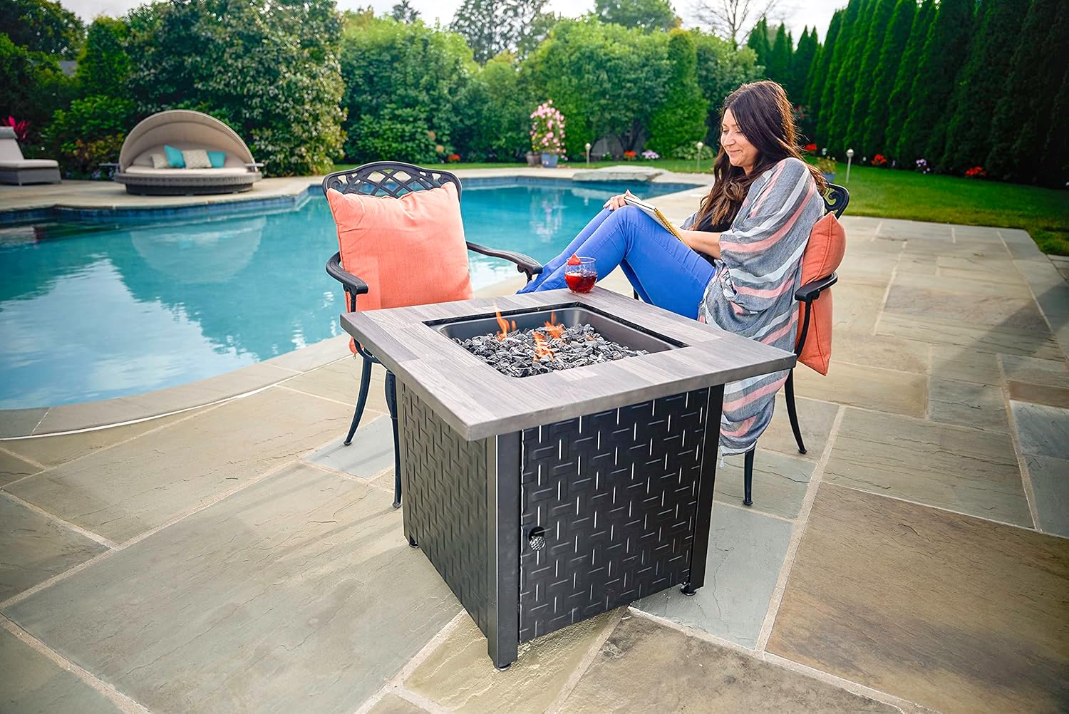 Endless Summer 30-in Black/Grey Tabletop Steel Propane Gas Fire Table