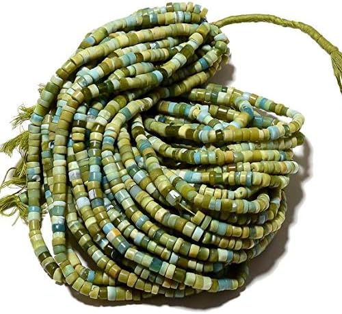 green opal, green opal tyre beads, opal heishi beads, 6.5mm beads, 14 inch strand