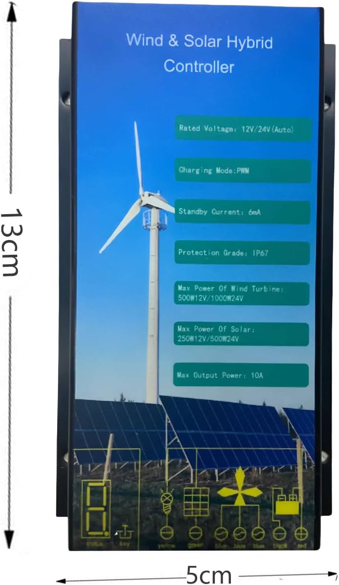 Aluminium Alloy Mini Wind Turbine Generator Controller,48V Wind Turbine Controller Automatic IP67 Wind Power Regulator Suitable for 1000W Wind Turbine System