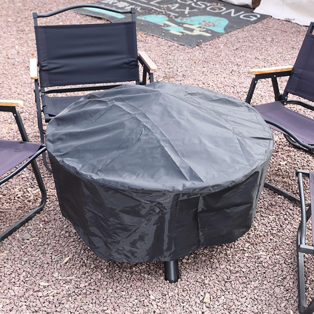 Large Round Fire Pit with Net Cover, Fire Poker & Diamond Mesh - Metal Wood Burning Outdoor Fire Pit for Courtyards, Backyards, Gardens - Ideal for Bonfire Parties, Christmas, Thanksgiving, Halloween