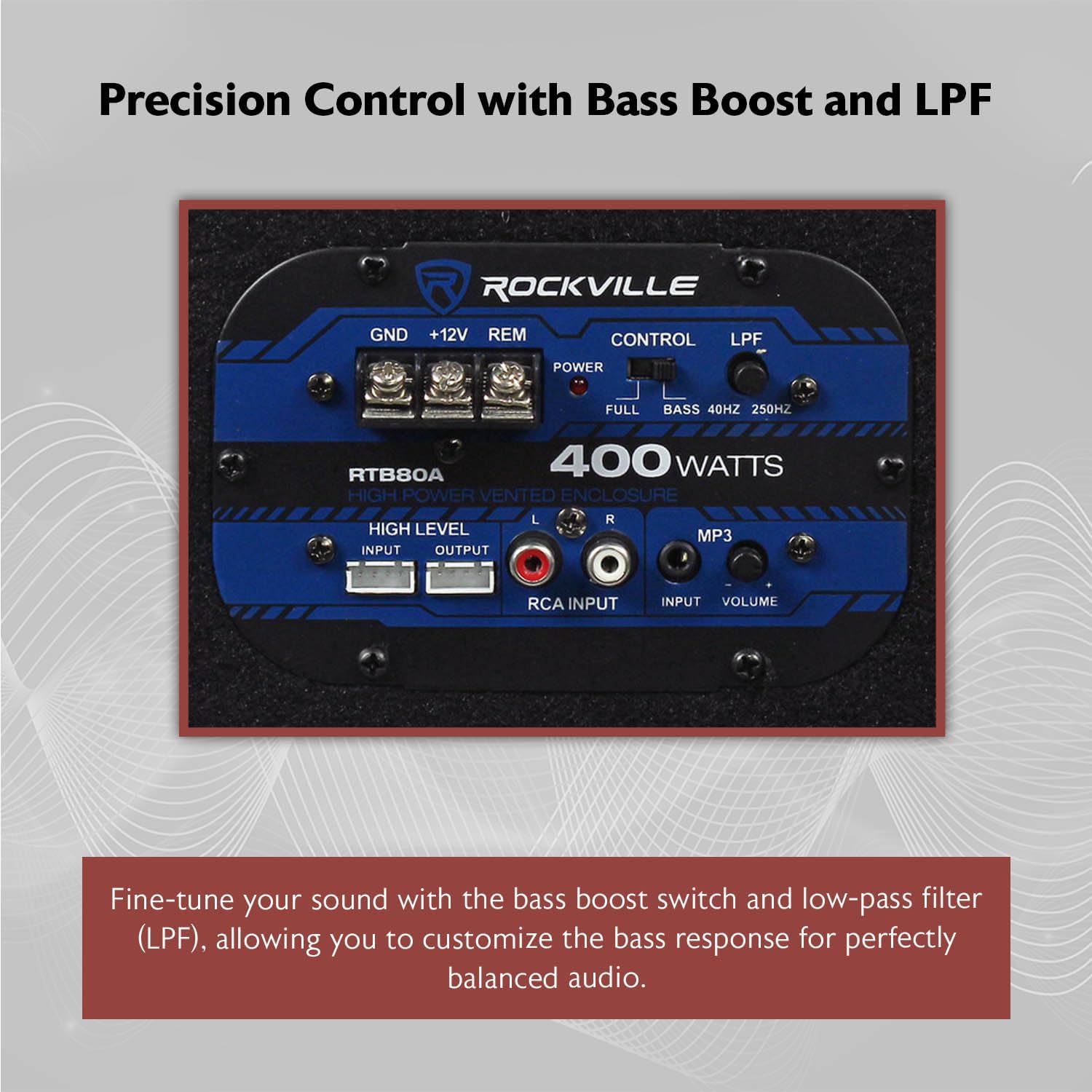 Rockville RTB80A Powered Subwoofer Bass Tube, 8