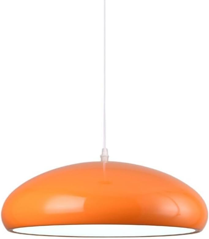 Simple Gloss Dome Metal Pendant Light, Minimalism Nordic Hanging Chandelier, Vintage Retro Industrial Ceiling Light for Kitchen Island, Dining Room Table(Orange,17.7in)