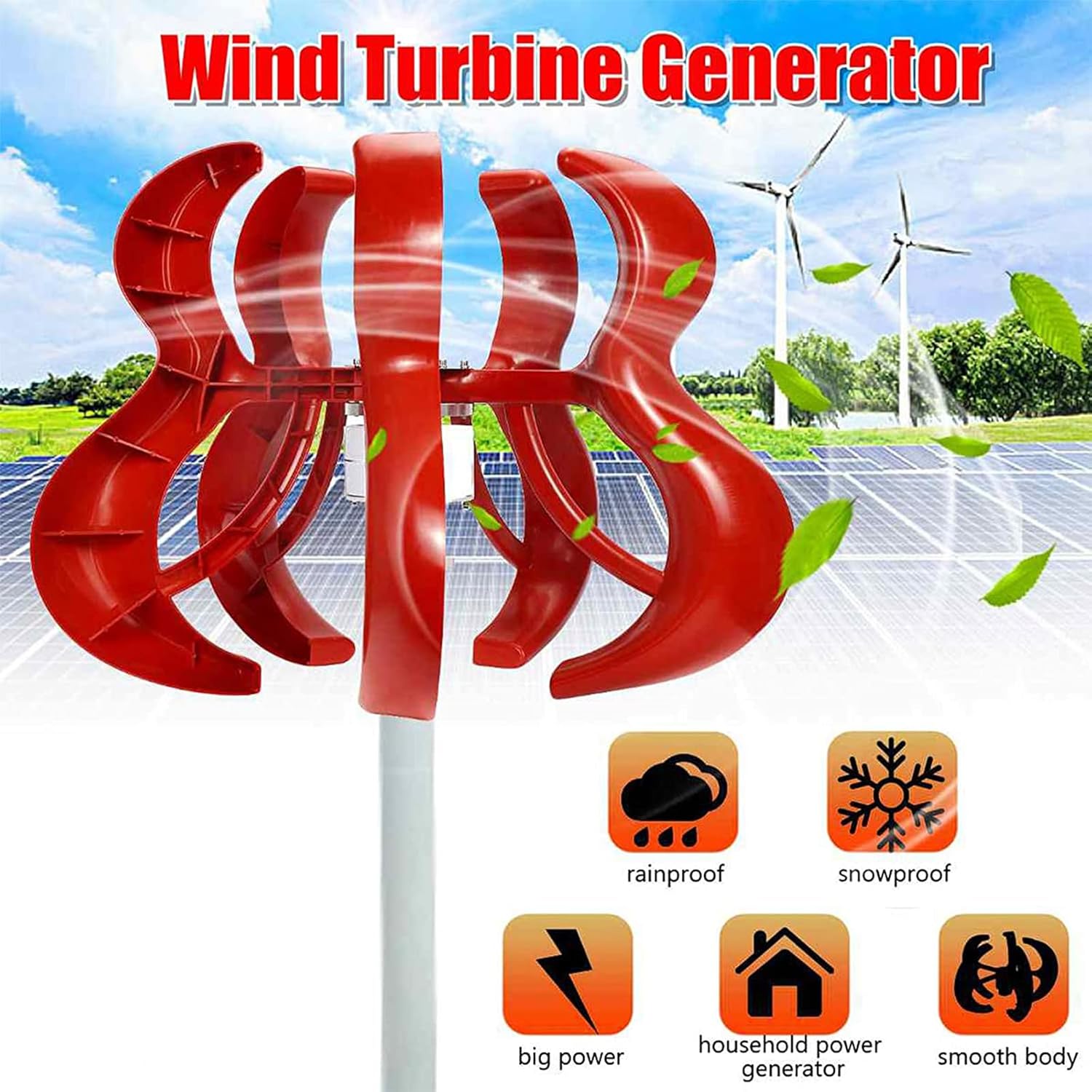 12000W No Noise Low Speed Vertical Axis Wind Power Turbine Generator, 12V-220V for Home/RV/Marine Wind Turbine Generator Kit