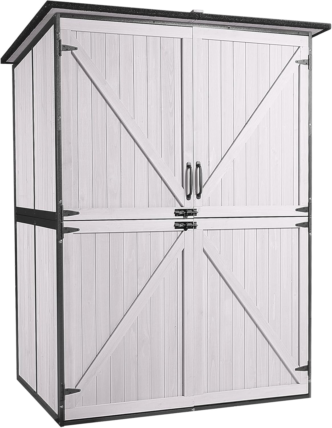 Outdoor Storage Shed, Tool Shed with Floor, Storage House with Metal Frame for Backyard Garden Patio Lawn -White