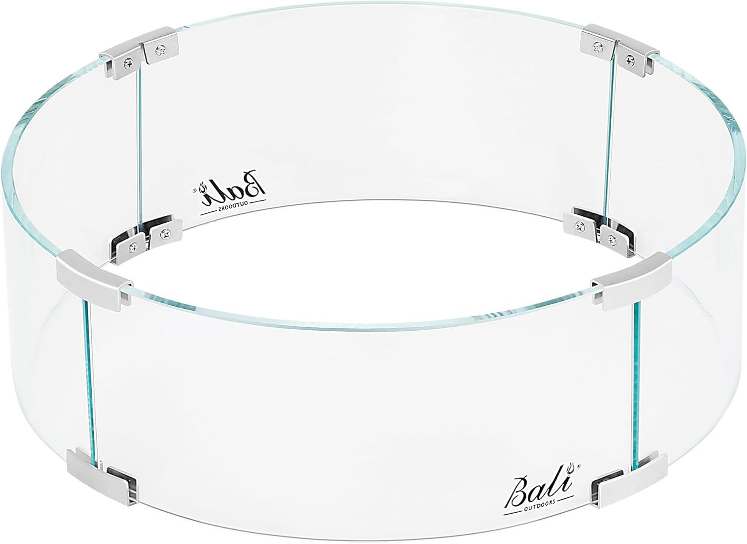 BALI OUTDOORS Fire Pit Wind Guard, 18.5 x 18.5 x6 Inch Clear Tempered Glass Flame Guard with Hard Aluminum Corner Brackets, Fits for Round Outdoor Fire Pit