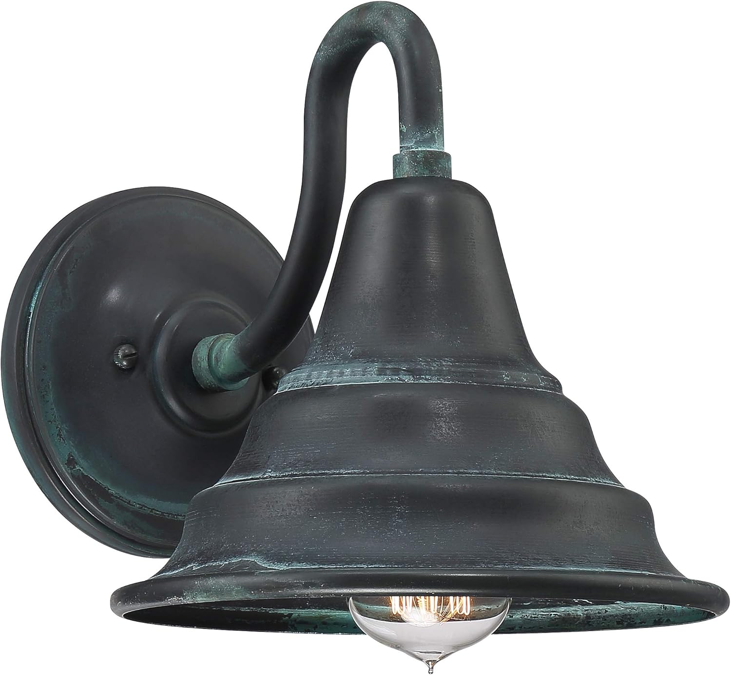 Quoizel CML8409AGV Transitional One Light Outdoor Wall Lantern from Carmel Collection in Verde Finish,