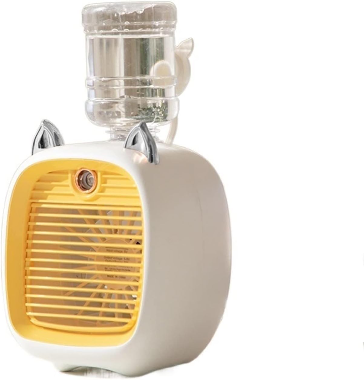 Portable Air Humidifier & Oil Diffuser, Rechargeable 1200/2400mAh Spray Cooling Fan, 3 Wind Speeds, Cute Outdoor & Home Mist Humidifier, Blue(Yellow)