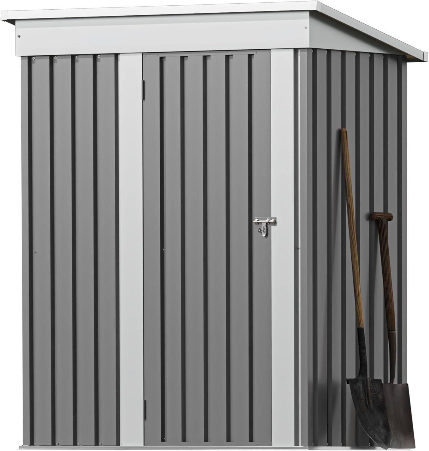 Greesum 5×3 FT Outdoor Storage Shed, Metal Storaged Sheds Without Floor, Tool Sheds with Lockable Doors and Slooping Roof for Garden, Patio, Backyard, Gray