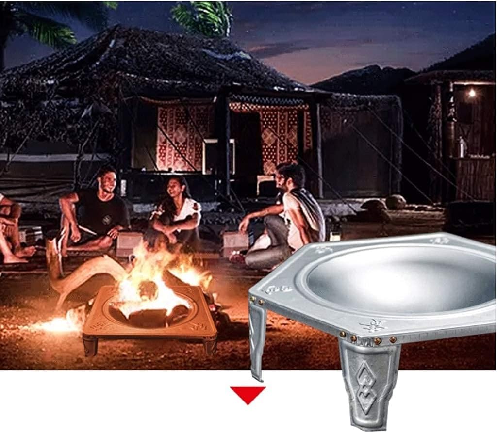 Fire pits Small Stove Outdoor Fire Pit Metal Firepit Patio Stove Wood Burning BBQ Grill Fire Pit Bowl with Spark Screen Cover, Log Grate Fire Pit