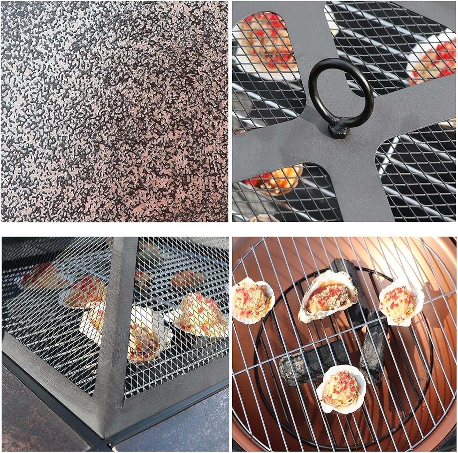 Outdoor Fire Pit Garden Square Metal Fireplace with Spark Screen Cover, Poker, Cover, Barbecue Picnic Camping Camp Fire Backyard, 79cm/29.9