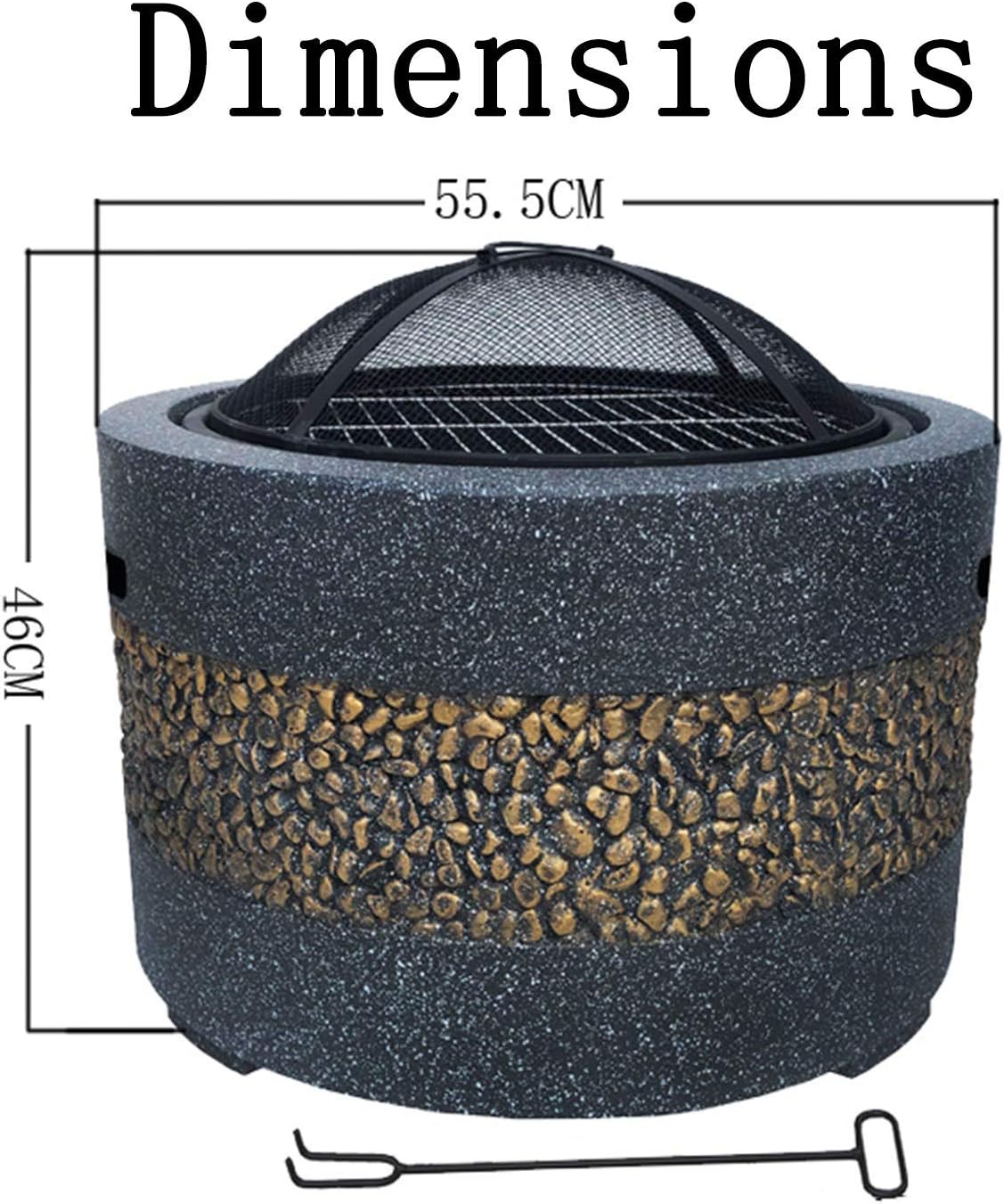 Wood Burning Fire Pit BBQ Grill Firepit Bowl Backyard Patio Garden Fireplace Outdoor Garden Fire Pit 3 in 1 Fireplace for Bonfire Barbecue in The Wild for Camping