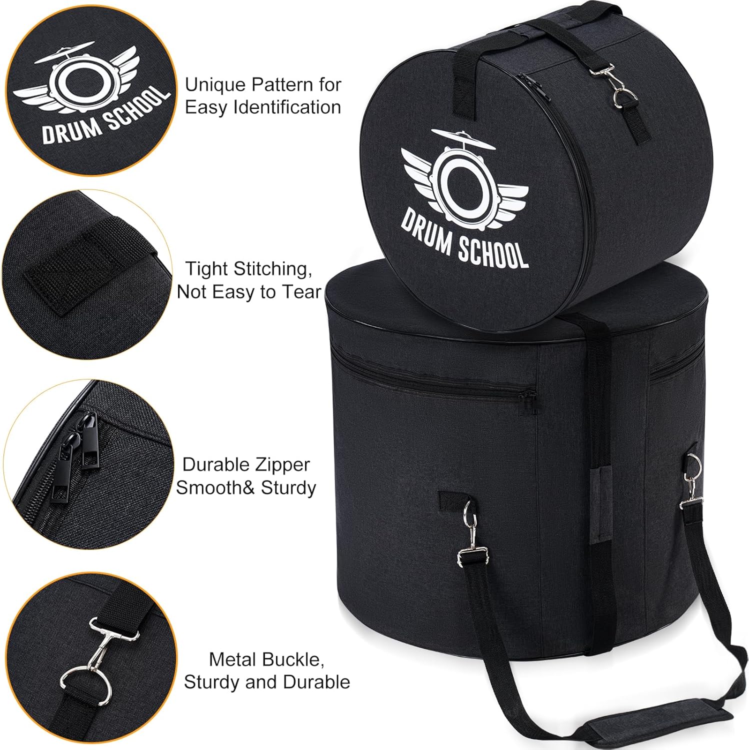 5-pcs Drum Bag Set, Drum Cases Set Padded for 12