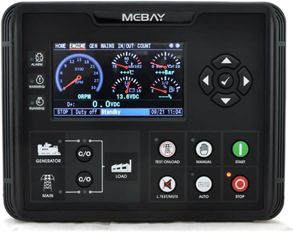 Genset Generator Engine Control Module Panel 4.3 inch LCD Auto Start Stop Controller Monitor Mains Monitor AMF Automatic Switching Control ATS IP54 RS485 USB CAN Port DC 8-36V (DC72DR)