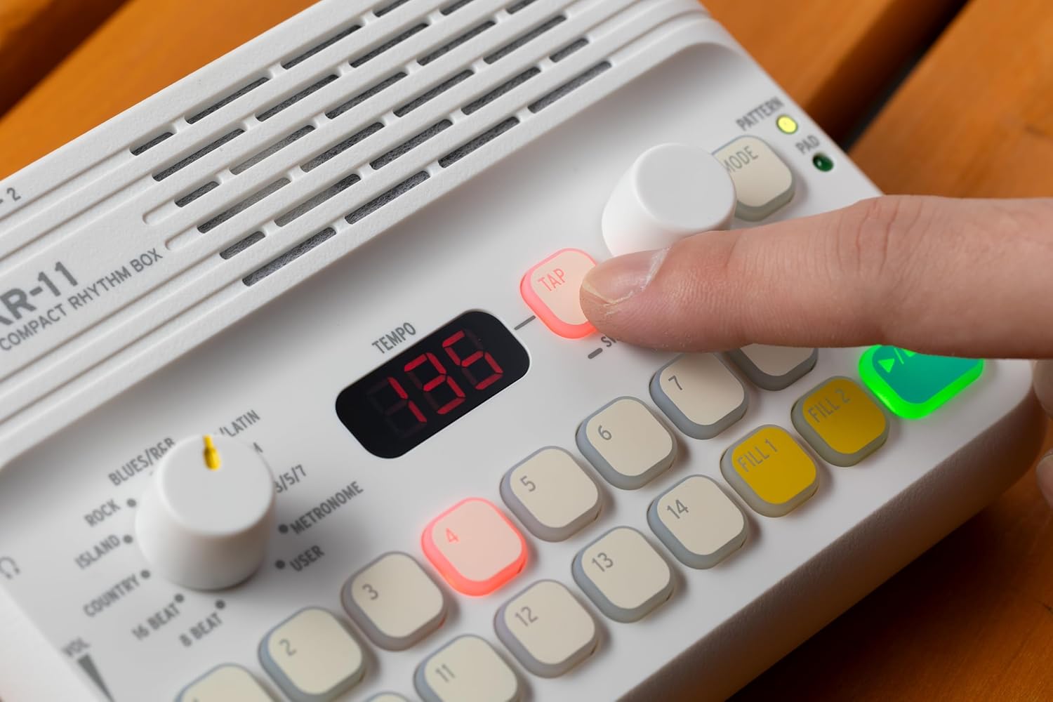 Korg KR11 Portable Rhythm Box w/ 16 velocity-sensitive Pads, and built-in Speaker