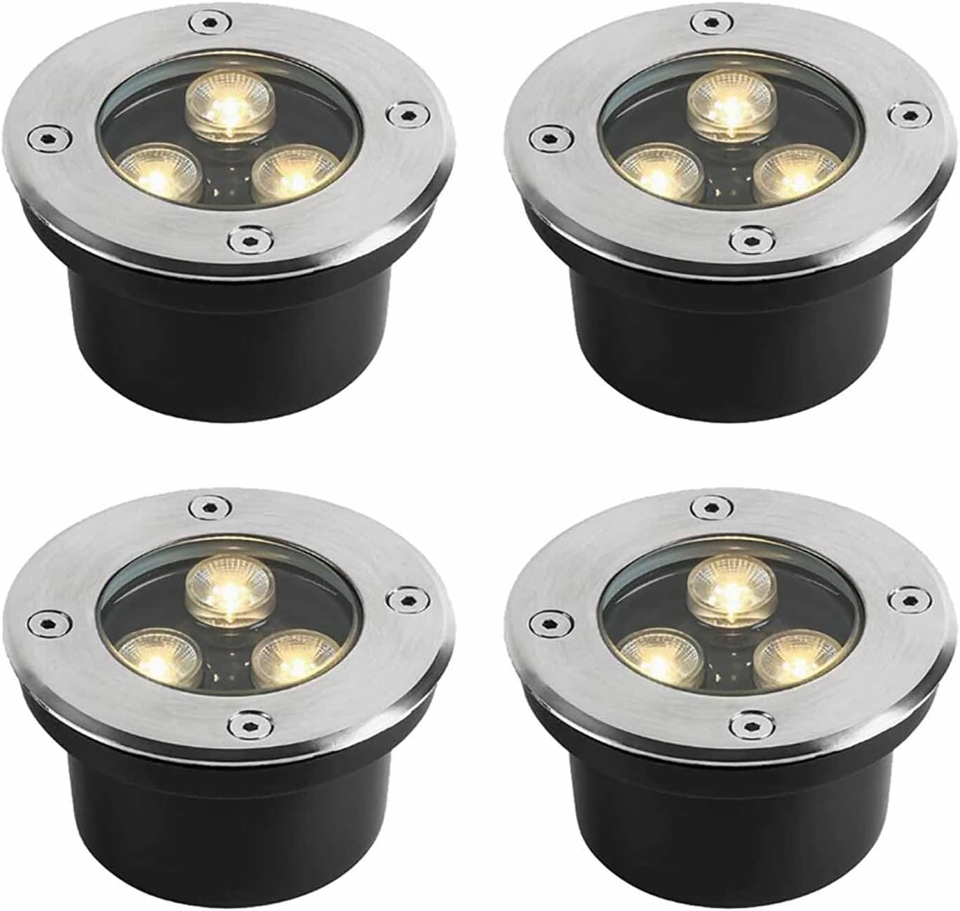 4PCS Outdoor Buried Lights - Ground LED Landscape Lights, LED Spotlight, IP67 Waterproof Outdoor Recessed LED Light, Paths of Swimming Pools Illumination Lights, Easy to Install(Blue,36W)