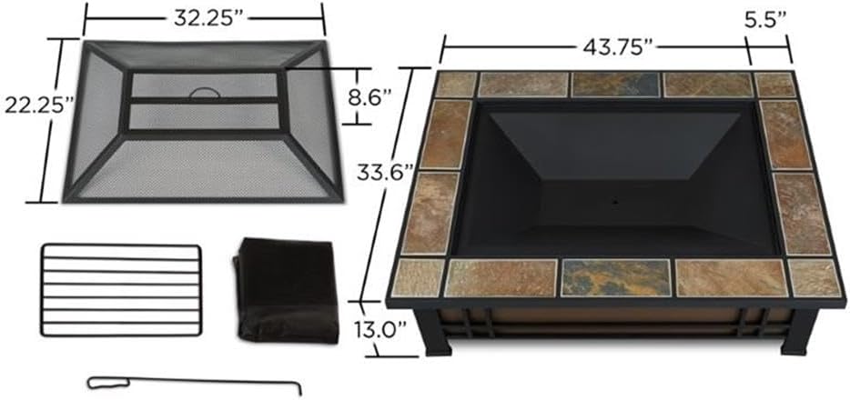 Bowery Hill Contemporary Wood Burning Fire Pit in Natural Slate Tile