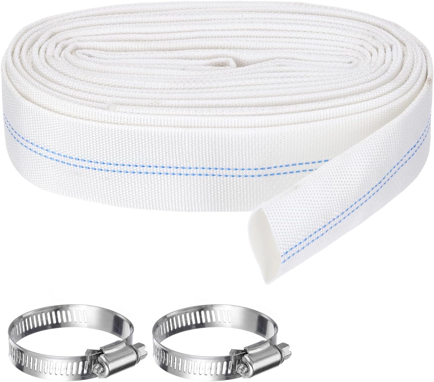 Pool Backwash Hose,1.5 Inch x 98.4ft Drain Discharge Pump Hose,2pcs Clamps,White YESSC894