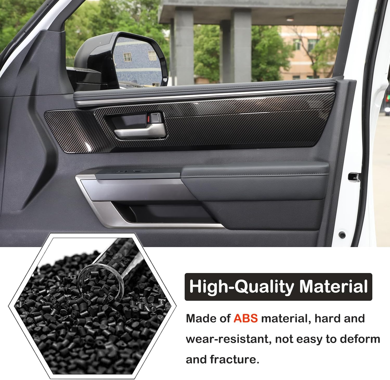 Aunginsy Car Inner Door Handle Panel Cover Trim Compatible with Toyota Tundra 2022 2023 2024 2025, 4Pcs Front Rear Door Handle Panel Protection Frame Decorative Sticker Look Interior ABS Accessories