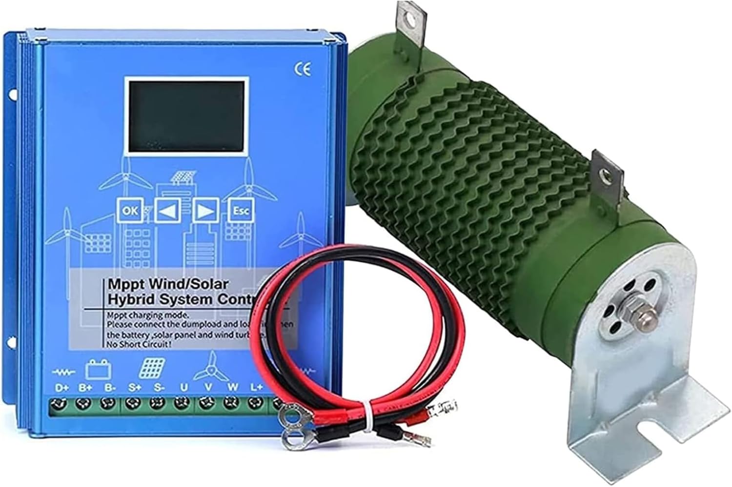 6000W MPPT Solar Charge Controller, with LCD Display 12V/24V Wind Charge Controller Solar Panel Battery Regulator Suitable for Wind Solar Panels(Blue) ,12V