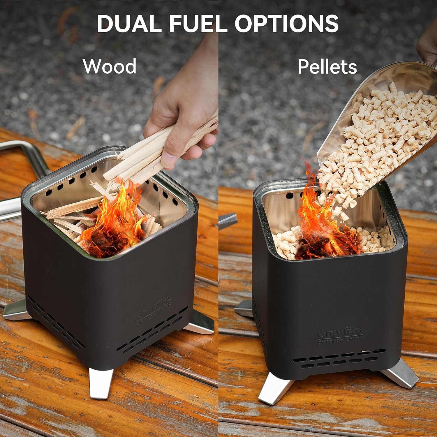 ONLYFIRE OUTDOOR LIVING 2-in-1 Smokeless Fire Pit with Pot Bracket & Carry Bag, Portable Camping Stove, Wood Burning Mini Tabletop Fireplace for Patio Backyard RV Tailgating, Black 9