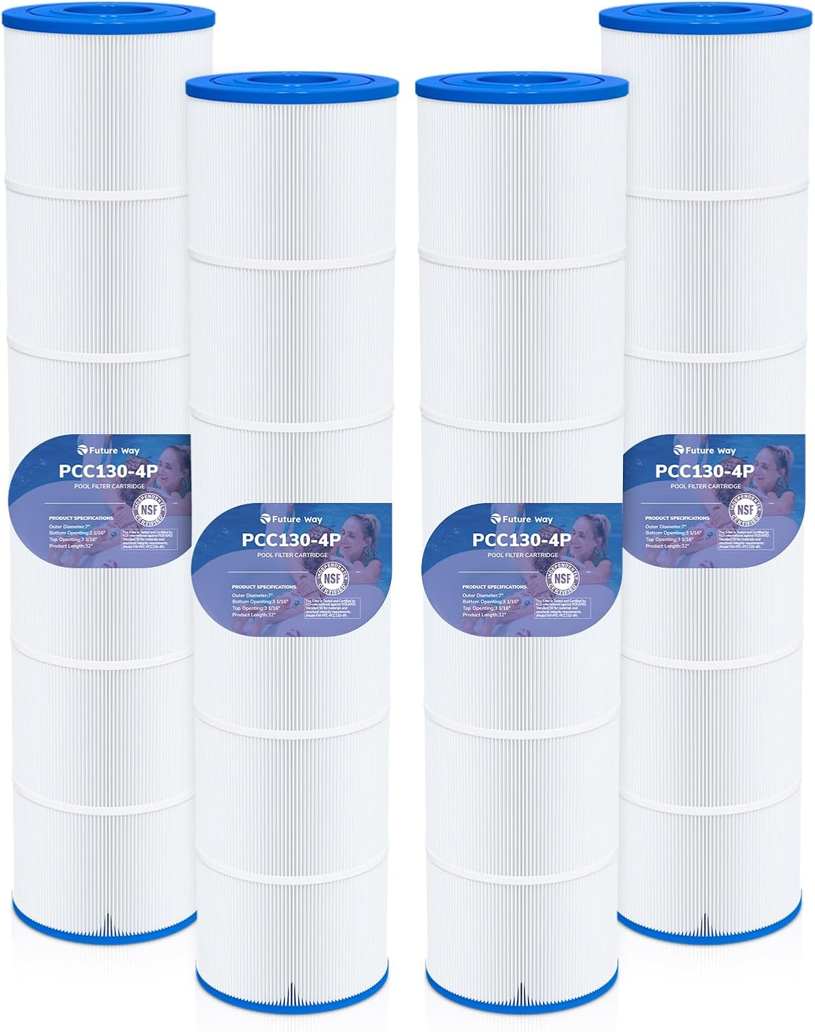 Future Way 4-Pack CCP520 Pool Filter Cartridges Replacement for Pentair Clean & Clear Plus 520, Replace Pleatco PCC130, Pentair R173578, 520 sq.ft