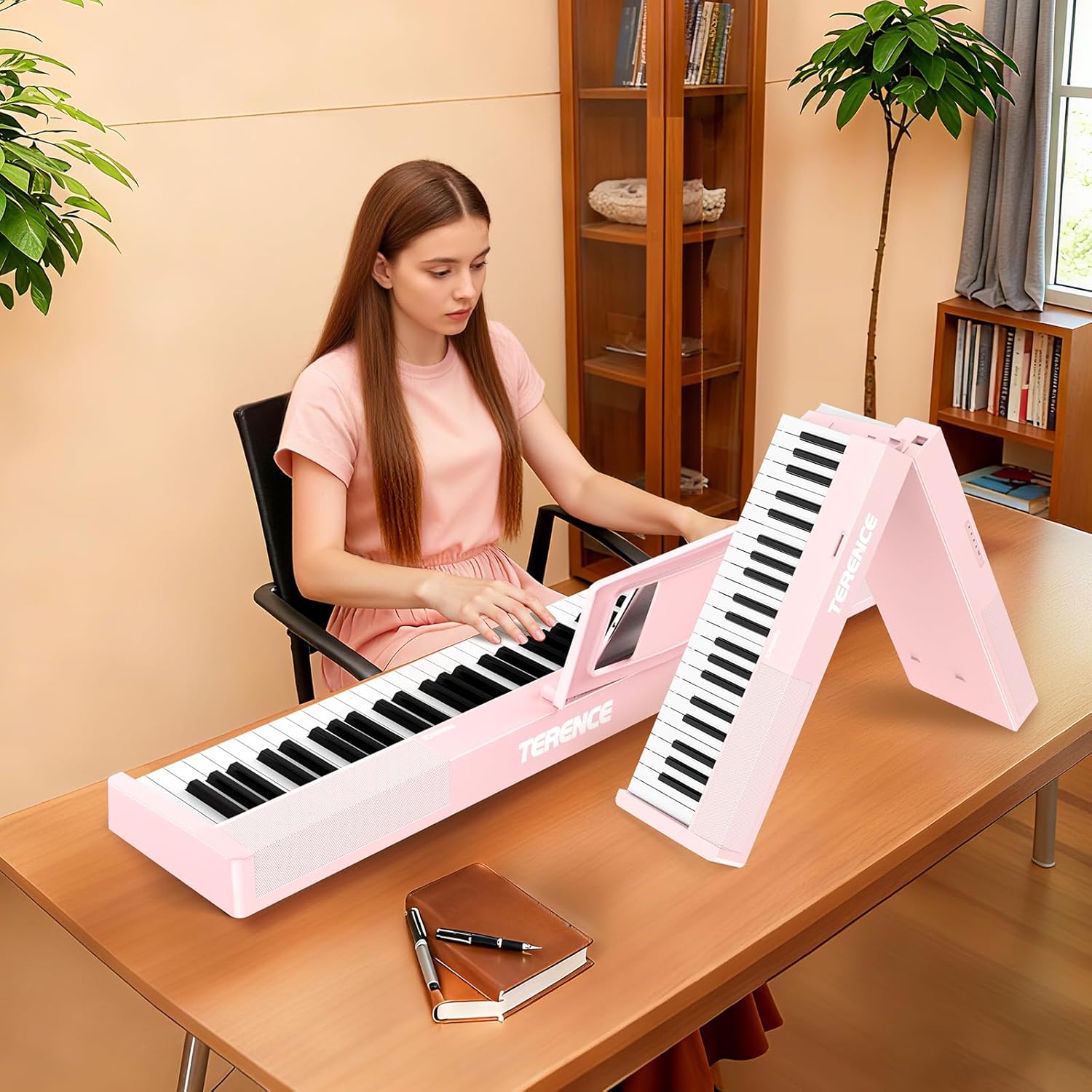 Piano Keyboard 88 Keys Foldable: Folding Digital Piano Portable with 88 key Weighted Keys TERENCE Bluetooth MIDI APP Learning & Carrying Case for Adults Beginners