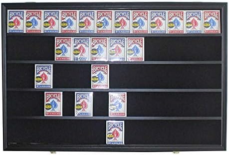 DisplayGifts Playing Card Display Case Frame Holds 60 Decks Collectible Poker Cards Only Acrylic Door UV Protection Black