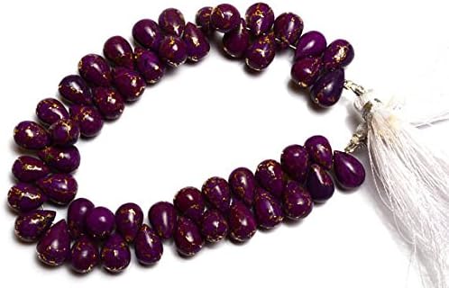 13 inch Natural Beads Strand of 10x7mm Smooth Teardrop Mojave Purple Copper Turquoise Gemstone briolletes Beads for DIY Jewelry - Necklace, Bracelet, Earring, Ring.