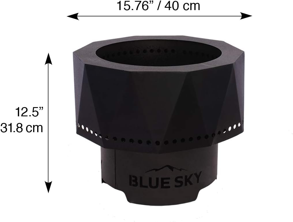 Blue Sky Outdoor Living Ridge Portable Fire Pit, Smokeless Fire Pit with Spark Screen, Lift, and Carrying Bag, Black