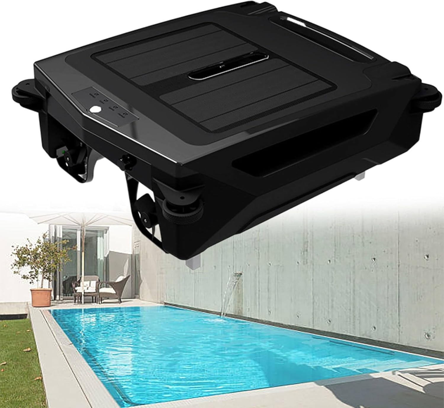 Smart Solar Pool Skimmer Robot, Pool Surface Cleaner, Dual Charging Mode, Two Speed Modes, Above Ground Pool Cleaner for All Types of Pools
