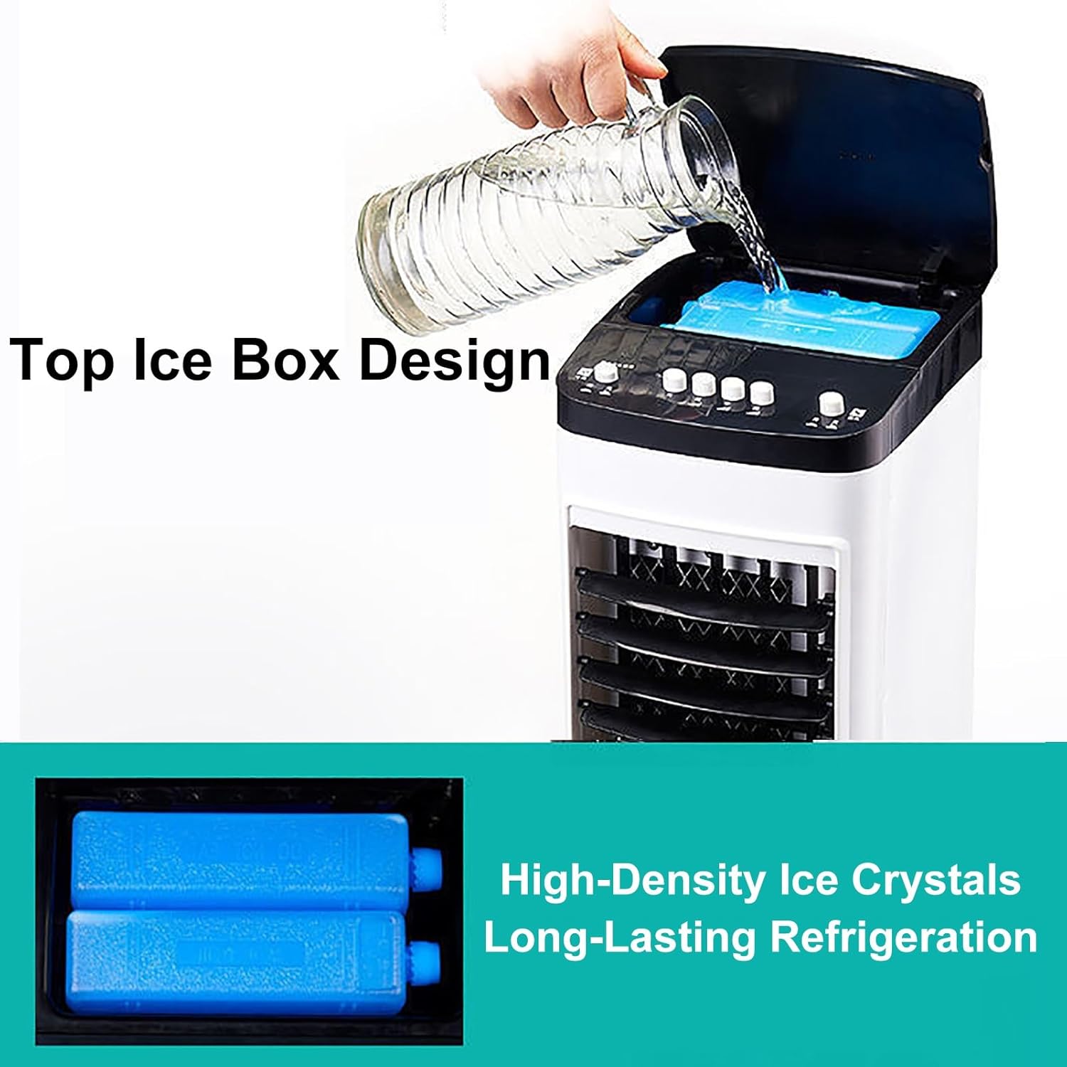 Air Conditioner Fan, Air Circulator Cooler Fans, Mobile Water Cooling Fan with Wheels, Wide-Angle Oscillation, for Family, Office or Dormitory