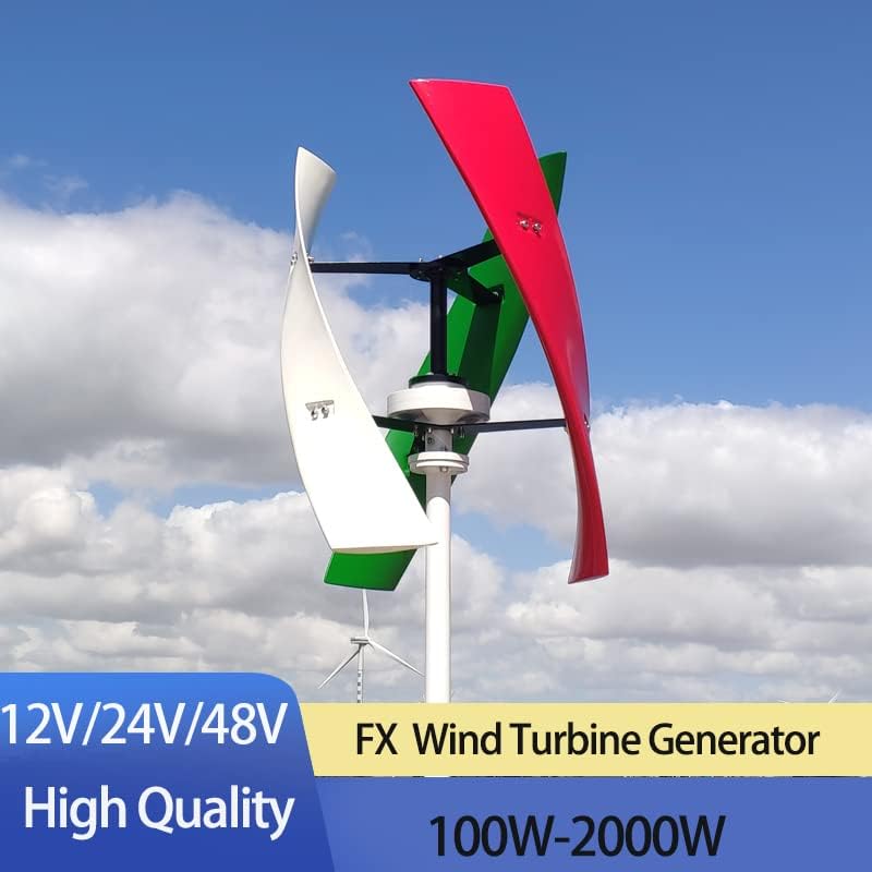 Wind Turbine, Energy Windmill 400w 600w 800w Vertical Axis Permanent Maglev Wind Turbine Generator 12v 24v 48v with MPPT Controller(Green,48V)