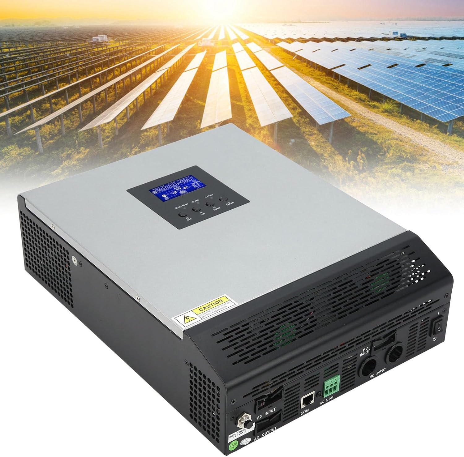 3KVA 2400W 120V Stainless Steel Solar Inverter with Inverter,Pure Sine Wave Solar Power Inverter Mode with 50A Solar Charger & 30A AC Charger 24V LeadAcid Sealed GelAGM Battery