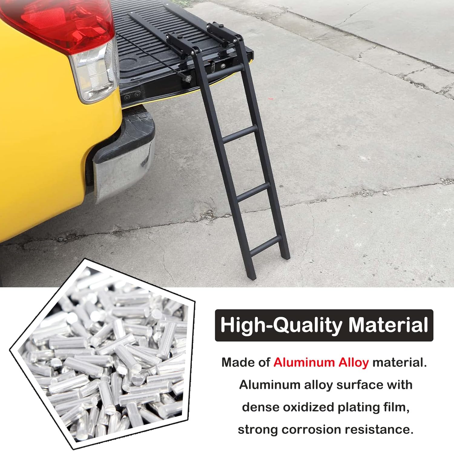Aunginsy Pickup Truck Tailgate Ladder Compatible with Toyota Tundra 2007-2021 Car Aluminium Alloy Tailgate Step Ladder Kit Rear Ladder Tail Door Ladder Climbing Foldable Tailgate Ladder Accessories