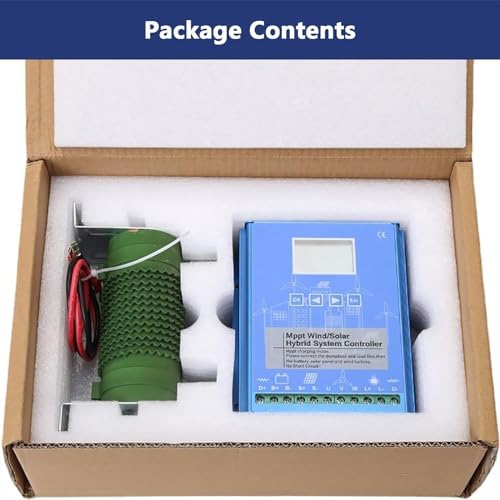 2000W Wind Solar Hybrid Charge Controller, MPPT Auto 12V/24V/48V, Wind Turbine & Solar Panel Compatible, LCD Display, Free Dump Load for Efficient Power Management