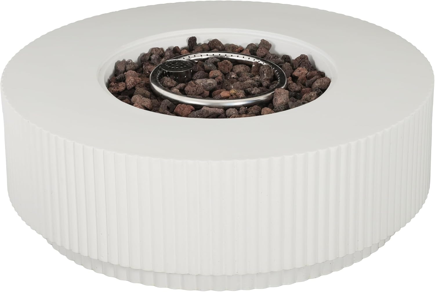 Merax 40,000 BTU Propane Fire Pit Table with Lid, MGO Concrete Outdoor Patio Heater, 2-in-1 Coffee Table with Adjustable Flame, White(Tank Cover Not Provided)