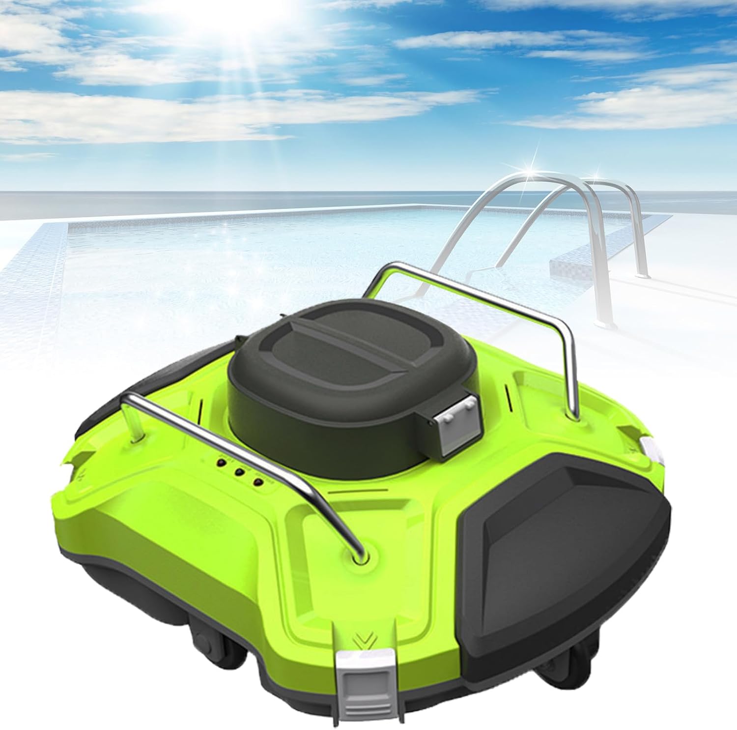Cordless Robotic Pool Cleaner (5000Mah Battery), 25° Climbing Pool Vacuum Smart Mapping, Robot Pool Vacuum Cleaner Lasts 120Mins, for In Ground Pools