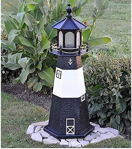 Amish-Made Tybee Island, GA Replica Lighthouse with Solar-Powered LED Lighting, 95