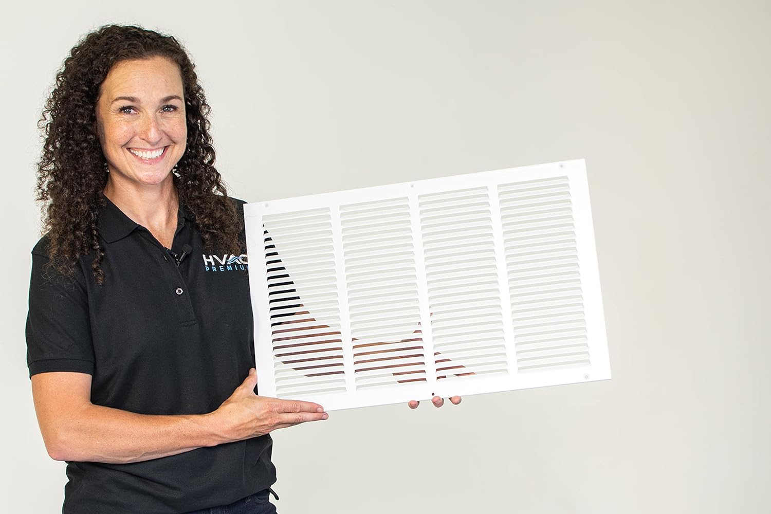 HVAC Premium 34'' x 16'' [Duct Opening] Flat Stamped Steel Return Air Grille - Sidewall and Ceiling - HVAC Vent Duct Cover - White [Outer Dimensions: 35.75''w X 17.75''h]