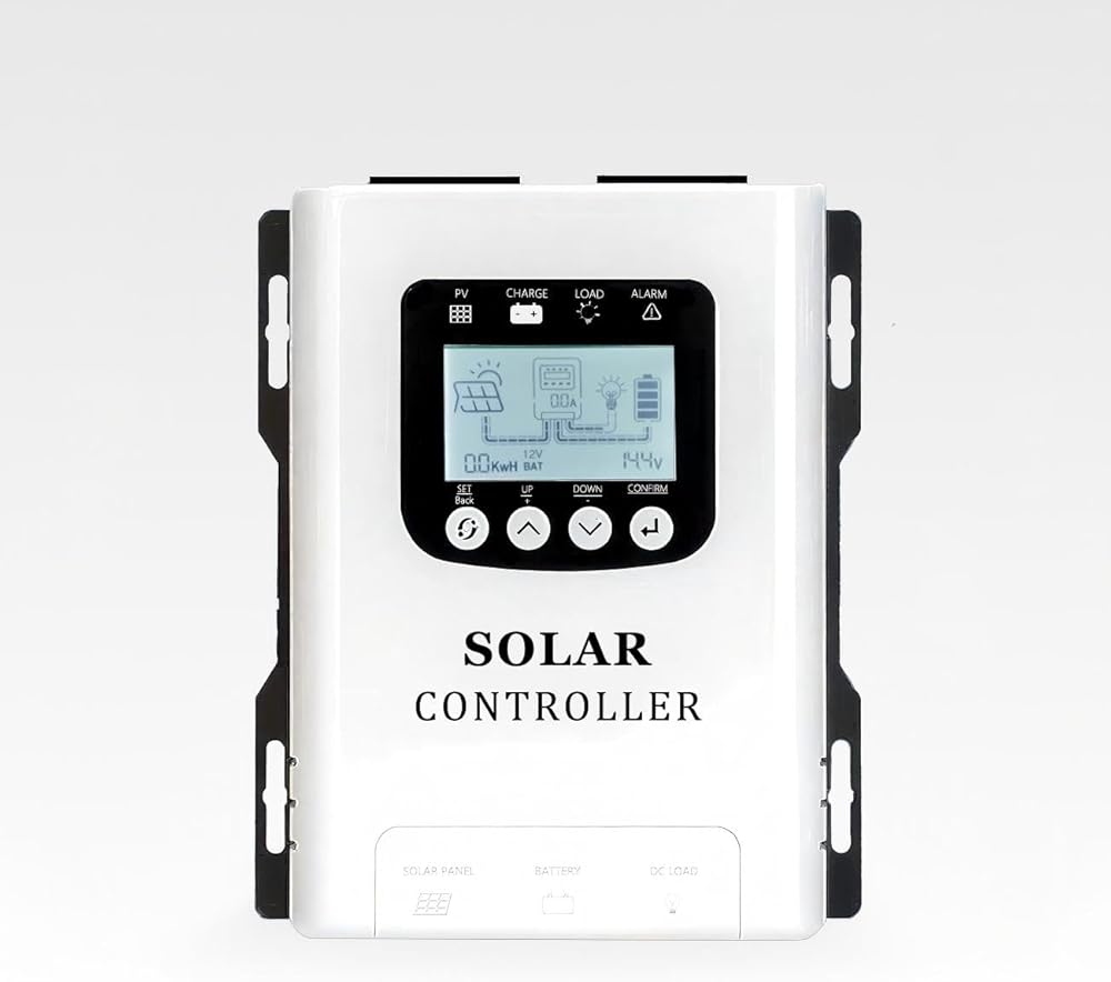 60A PWM Solar Charge Controller, 12V/24V/48V Automatic Solar Panel Current Detection System with 60A Maximum Output for Batteries