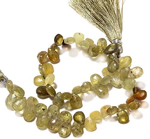 13 inch natural beads strand of 9x6mm faceted pear grossular garnet gemstone briolletes beads for DIY jewelry - necklace, bracelet, earring, ring.