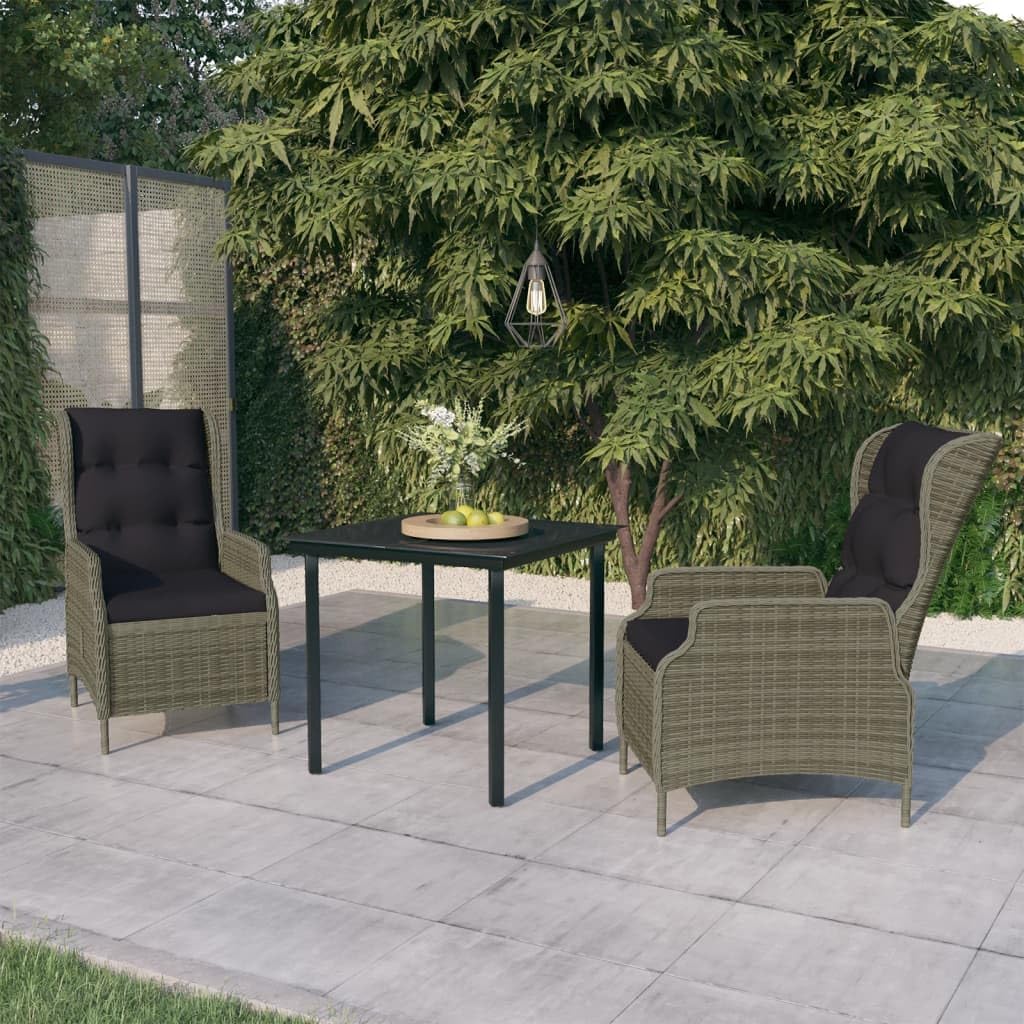 3 Piece Patio Dining Set Brown Garden Furniture