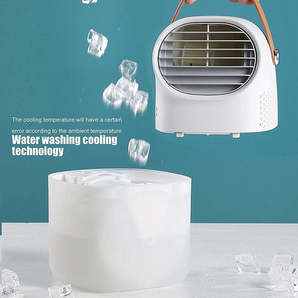 USB Desktop Air Cooler Portable Air Conditioner Fan Negative Ion Air Cooling Fan for Home Office Small Desktop Air Cooler fan-White