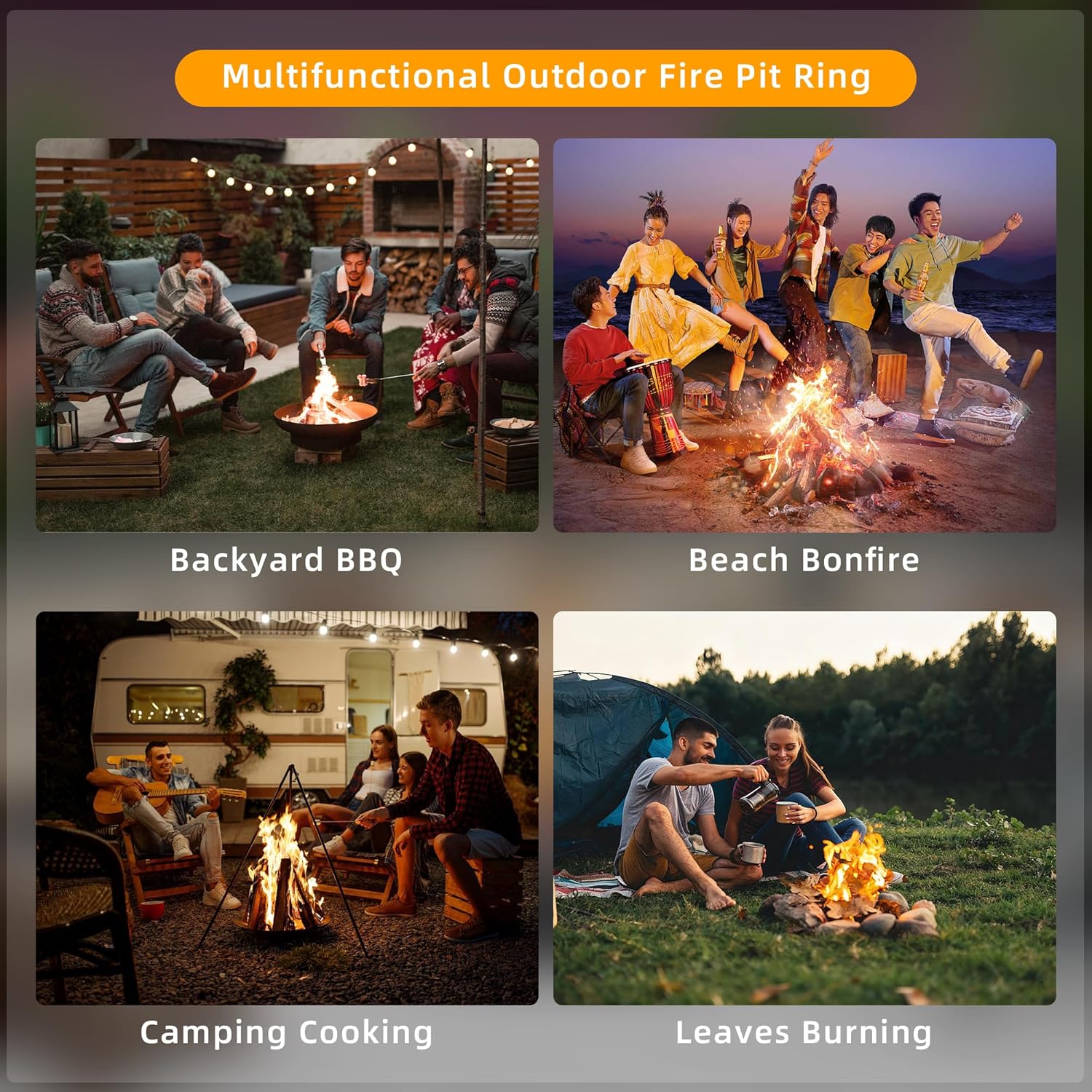 Smokeless Fire Pit Ring, 60 Inch Inner/62 Inch Outer, 11.9