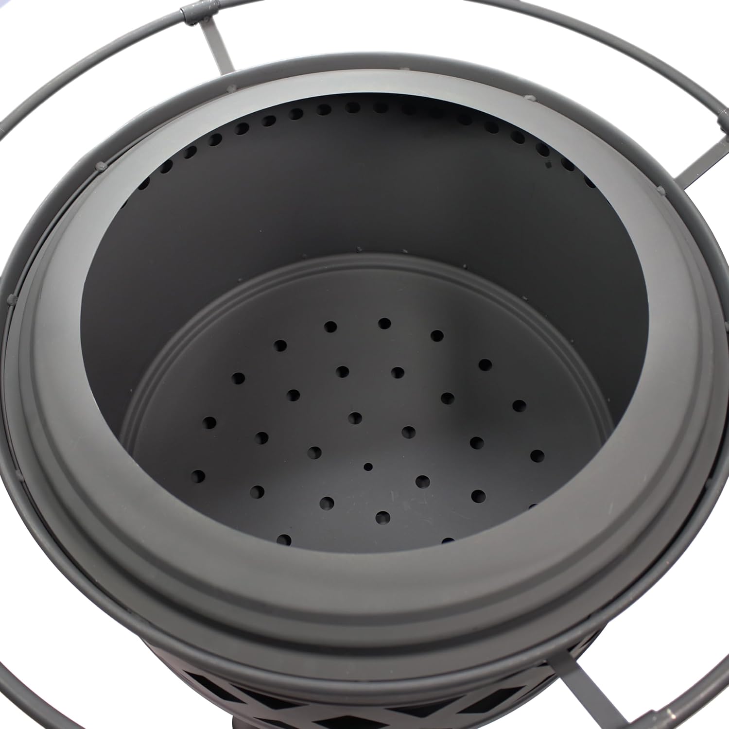 Sunnydaze 30-Inch Crossweave Smokeless Wood-Burning Fire Pit with Cover and Poker - Steel Outdoor Smokeless Fire Pit for The Backyard