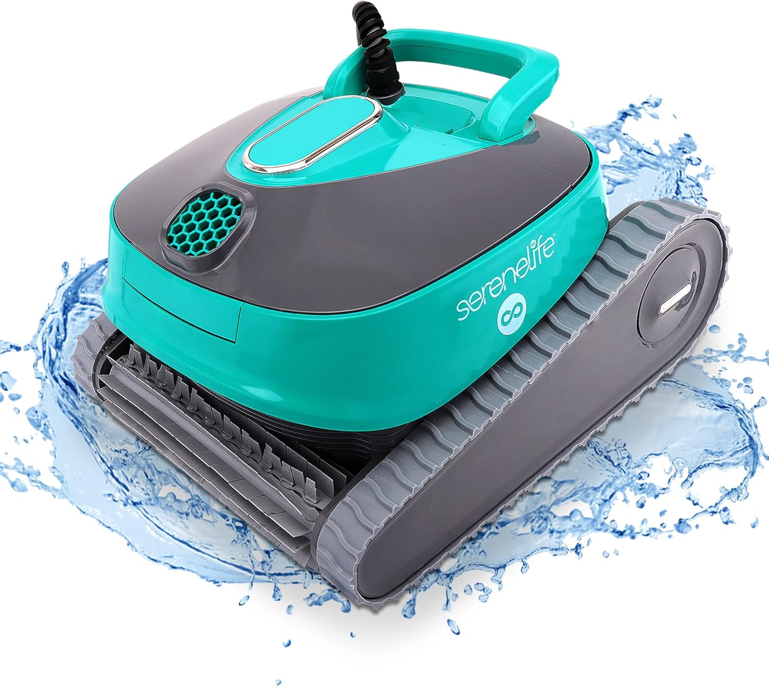 SereneLife Robotic Pool Cleaner, 3 Motor Automatic Pool Vacuum with Dual Brushes, Wall-Climbing Robot, Extensive 50ft Cleaning Range for Indoor and Outdoor Pools