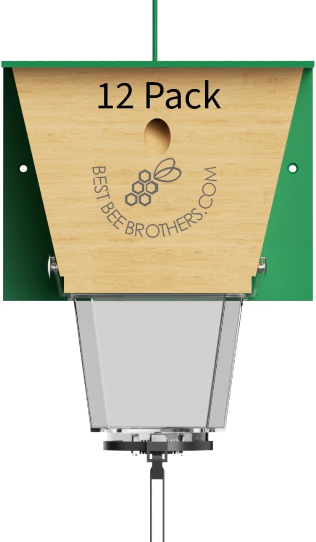 Best Bee Brothers, Ultimate Pro Carpenter Bee Trap, 2 Traps in 1, High-Capacity External Bee Vault, 12-Pack