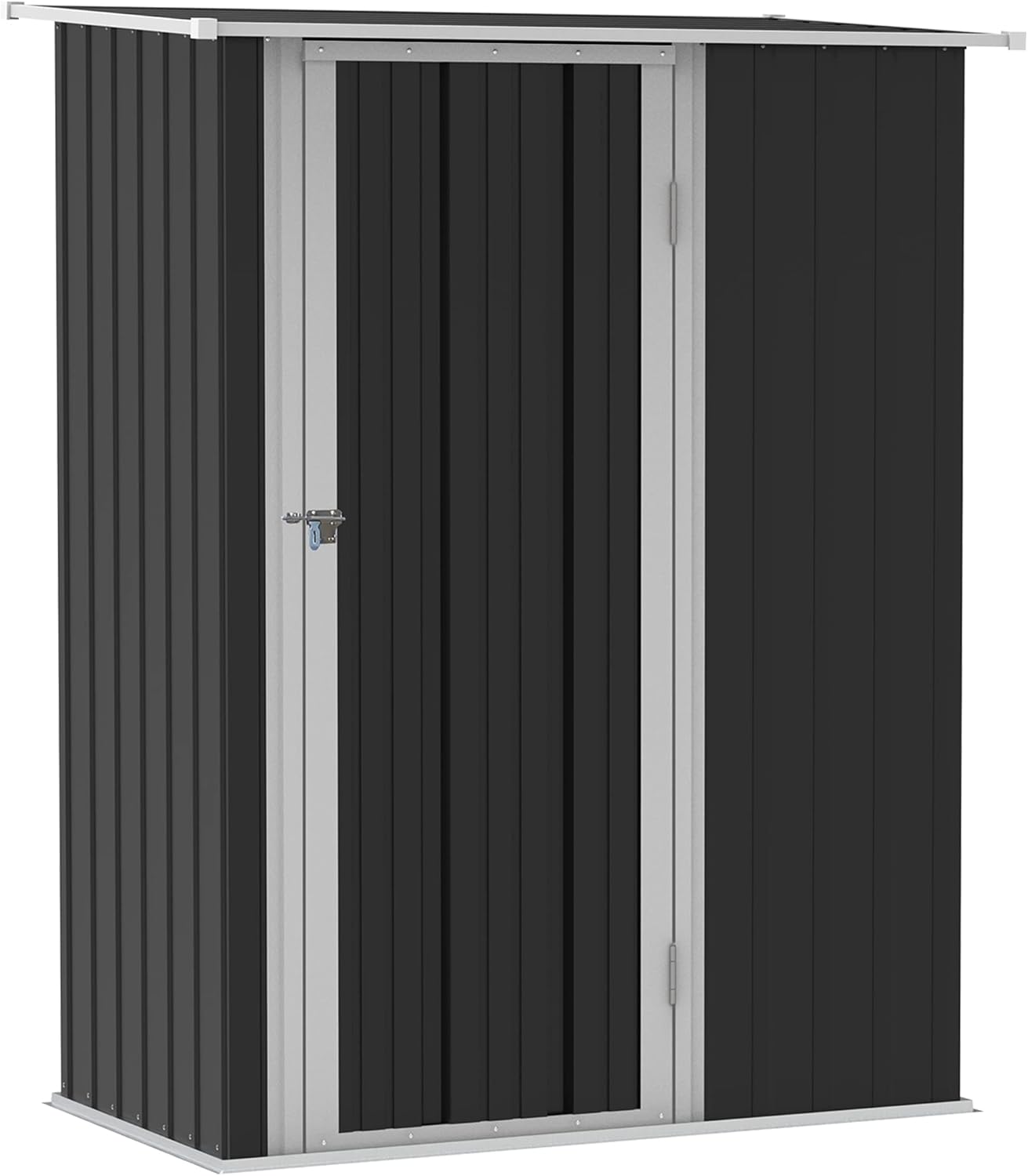 Outsunny 4.7' x 3' Outdoor Storage Shed, Galvanized Metal Utility Garden Tool House, 2 Vents and Lockable Door for Backyard, Patio, Garage, Lawn, Gray